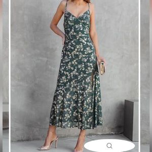 Vici Earned It Floral Metallic Slit Maxi Dress